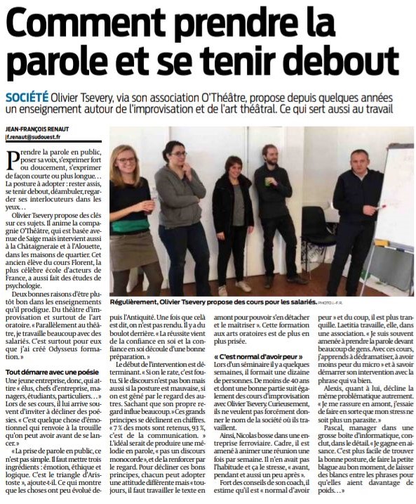 Comment prendre la parole et se tenir debout - Sud Ouest - 20 mars 2017