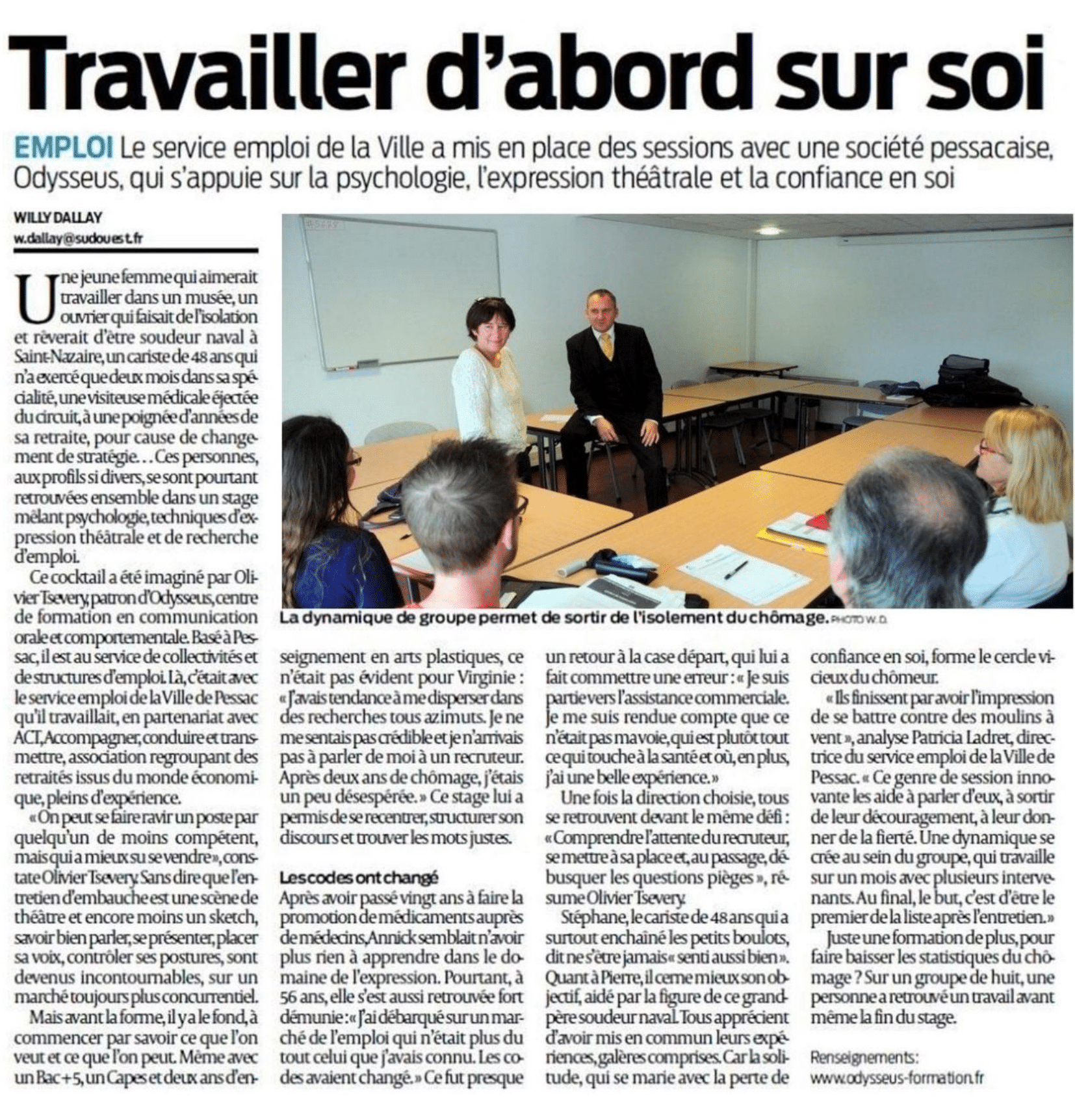 SUD OUEST - Travailler d'abord sur soi - septembre 2016