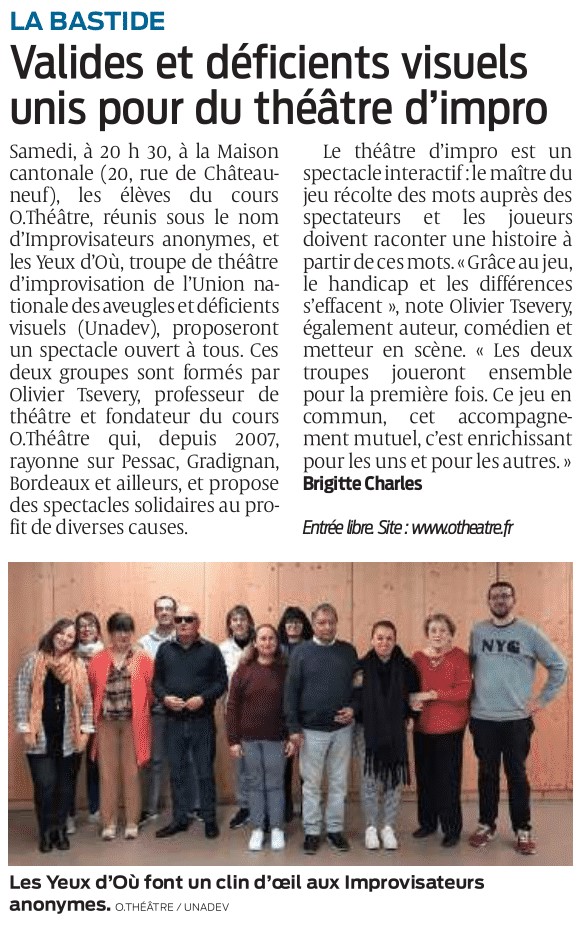 Sud Ouest - Unis pour le théâtre d'impro - 17 mars 2022