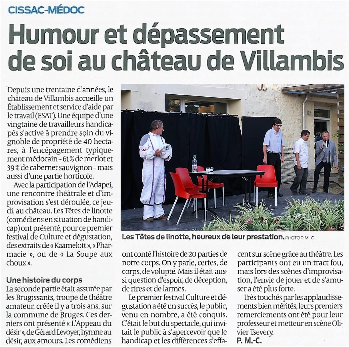 Humour et depassement de soi au chateau de Villambis - 13 septembre 2016