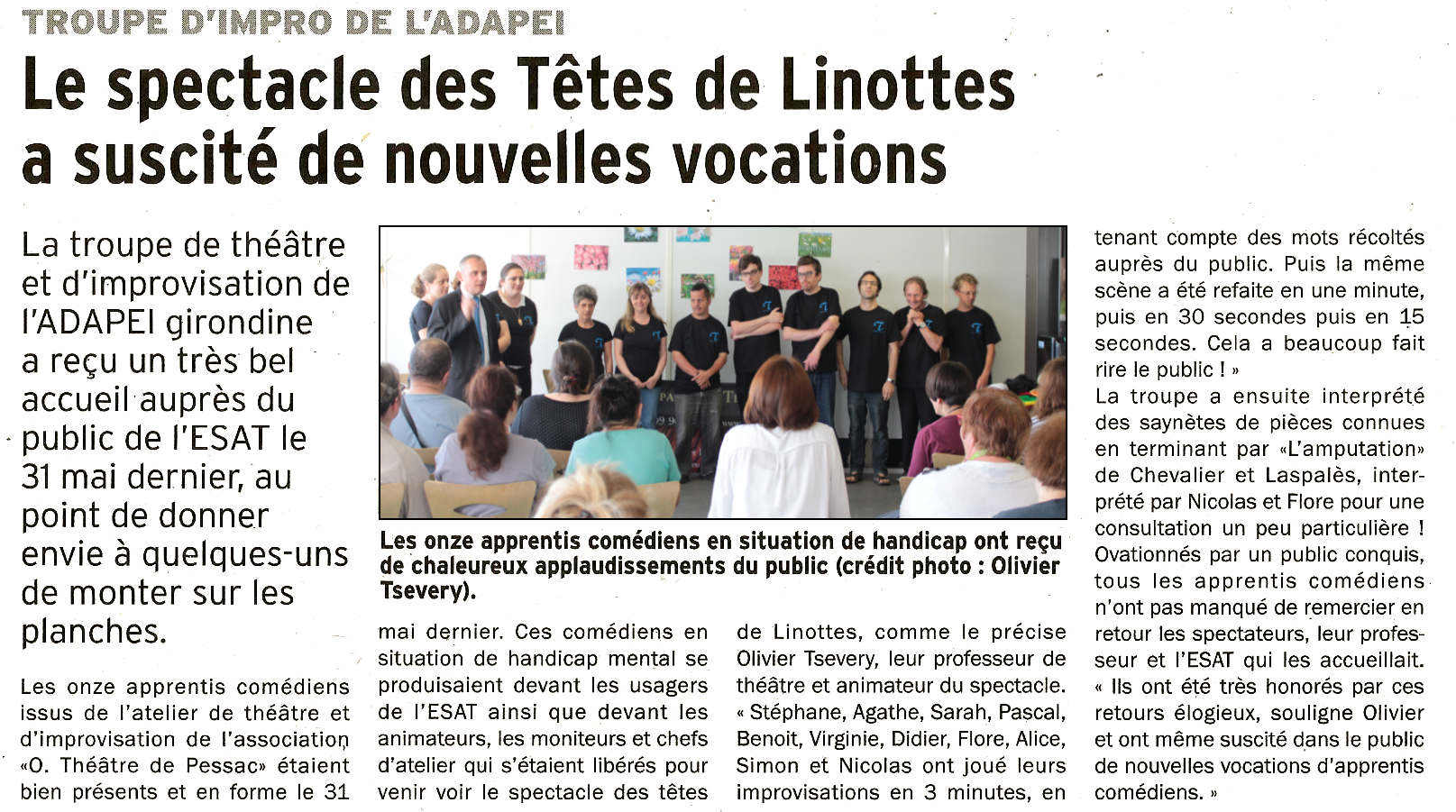 La dêpeche du bassin - Les têtes de linotte ont sucité de nouvelles vocations - Mai 2017