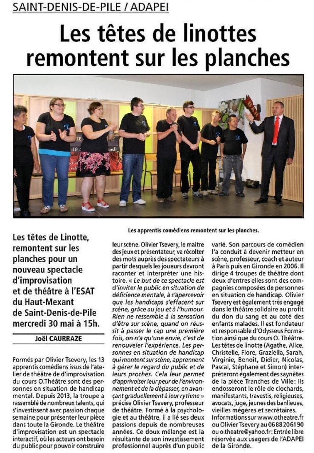 Article du Résistant - Les têtes de linottes remontent sur les planches - 24/05/2018