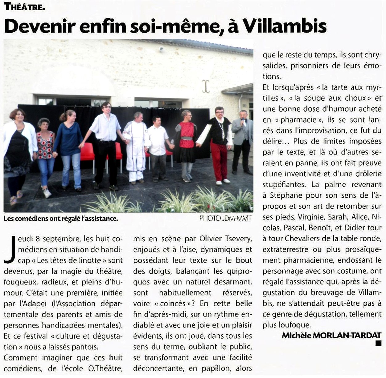 Le journal du Médoc - Devenir enfin soi- même à Villambis - Septembre 2017