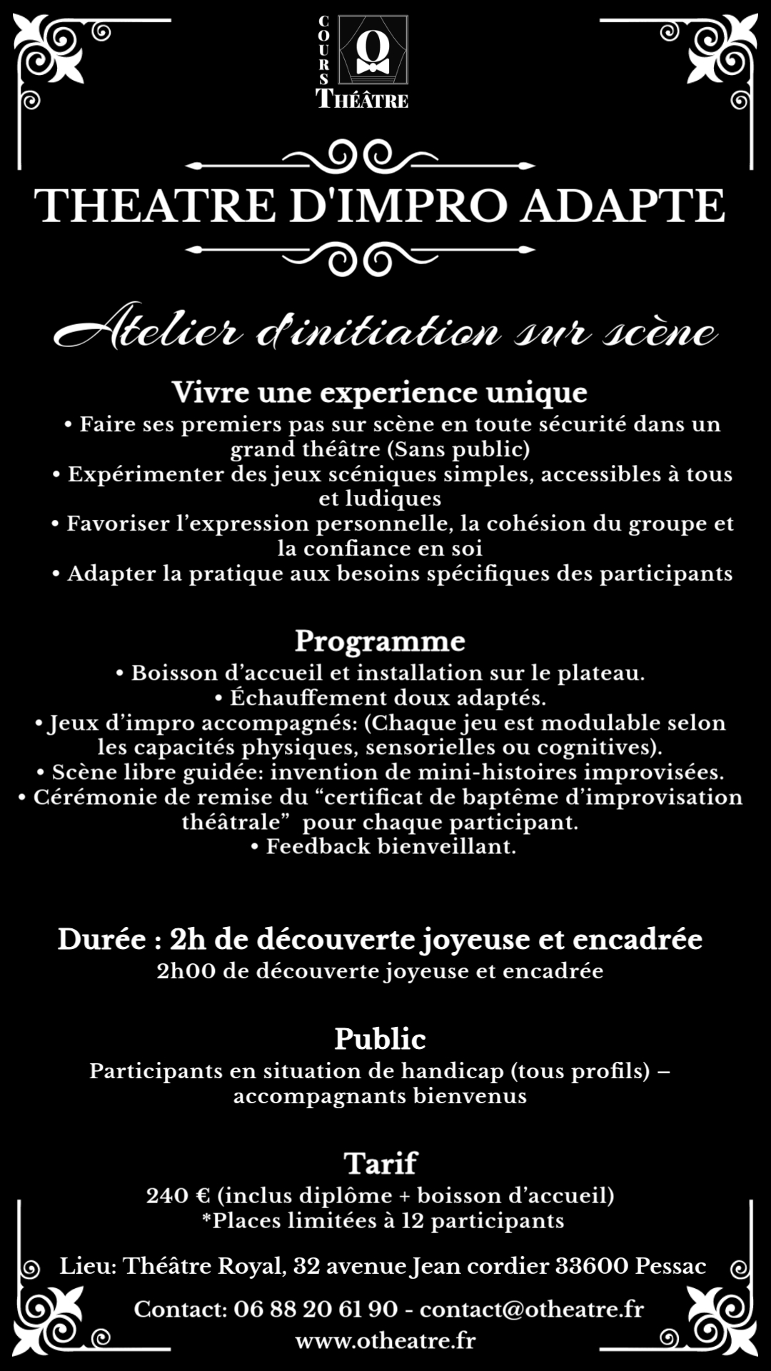 Baptème d'impro sur scène  adapté aux handicap