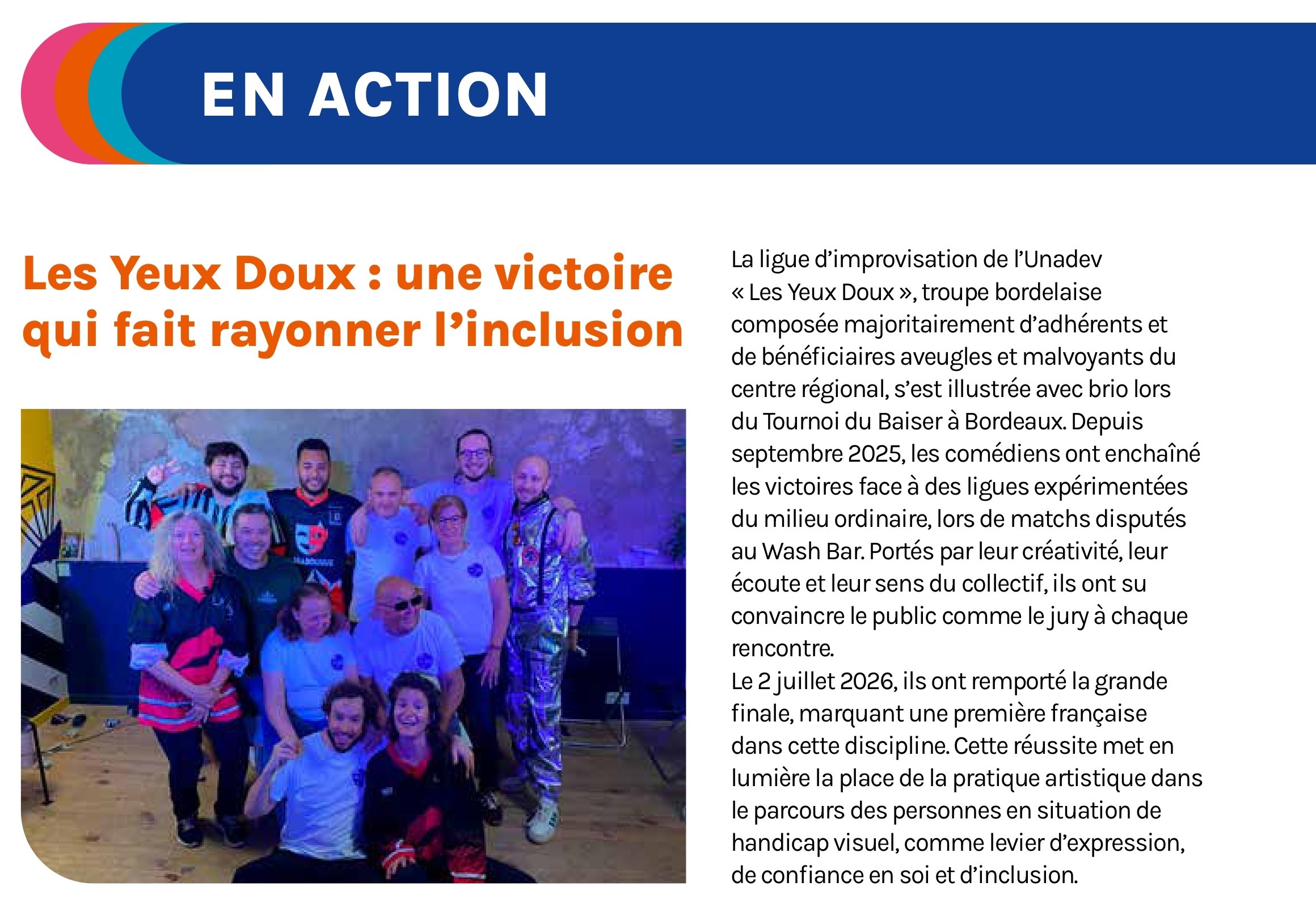 Théâtre Aveugles Handicap inclusion UNADEV